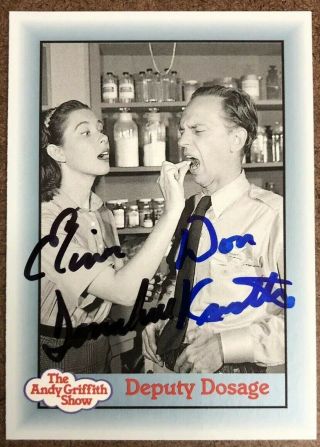 Don Knotts Elinor Donahue Authentic Hand Signed Card The Andy Griffith Show