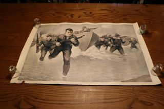 Wwi World War One Litho Poster Sidney Riesenberg First To Fight Usmc