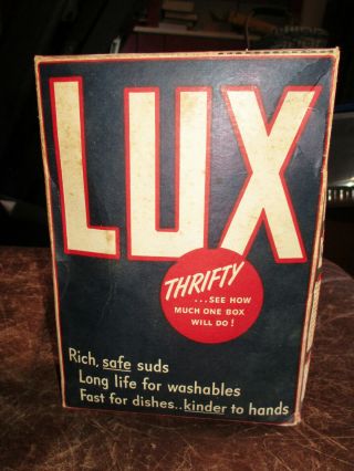 Vintage 1930s 40s Box Of Lux Laundry Soap Detergent Full & 12.  5 Oz