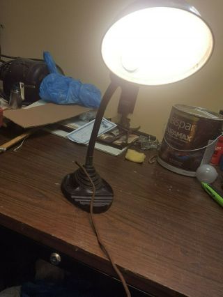 Vintage Eagle Gooseneck Table Desk Lamp Cast Iron Art Deco Industrial Black