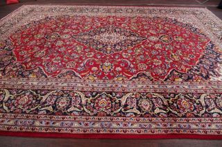 Vintage Traditional Floral Oriental Area Rug Red Large Hand - Made Carpet 10 