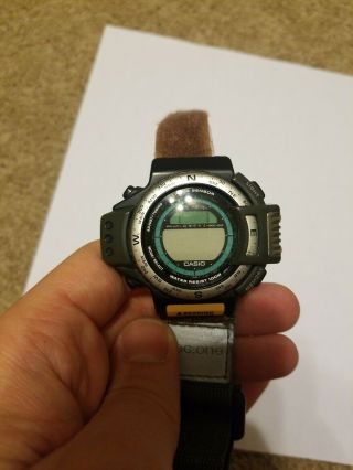 Vintage Casio Pathfinder Atc - 1200 Digital Lcd Watch Compass Chronograph