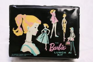 Barbie Lunch Box Kit - 1962 Black Vintage Vinyl Lunchbox With Thermos