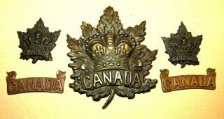 Canada Victorian Boer War Cap Badge,  Collar And Shoulder Title Set