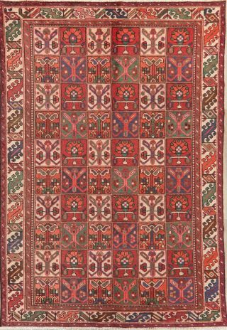 Vintage GARDEN DESIGN Bakhtiari Oriental Area Rug Hand - made Wool 7x10 2