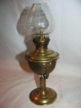 Antique Brass Oil Lamp With Two Position (wall Or Table)