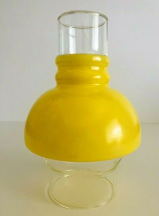 Vintage Clear & Yellow Glass Chimney Lamp/light Shade 7.  25 " Tall 3 " Fitter