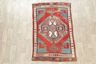 Kazak Caucasian Antique Oriental Wool Area Rug Geometric Hand - Knotted 4x6 Carpet 2