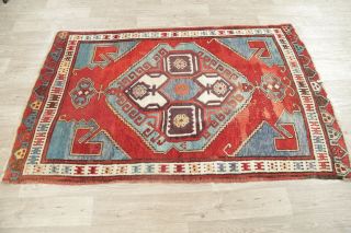 Kazak Caucasian Antique Oriental Wool Area Rug Geometric Hand - Knotted 4x6 Carpet 3