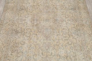 Geometric Antique Wool Area Rug Hand - Knotted Oriental Distressed Carpet 10 x 13 3