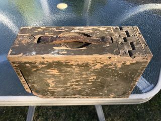 Vintage Wwi - Ww1 - Us Army - Wood Ammo Box - 30 Cal - Dove - Tail - Leather Strap - Cond.