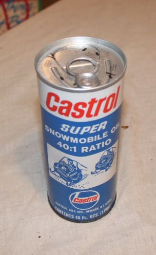 Vintage Castrol Snowmobile Oil 40:1 Metal Tin Can Full Container