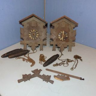 Vintage German Black Forest Cuckoo Clocks Parts Or Restoration