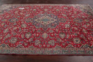 Antique Evenly Worn Pile Traditional Floral Red Area Rug Hand - Made Oriental 6x9