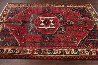Geometric Tribal Red Bakhtiari Area Rug Hand - Knotted Oriental Wool Carpet 5 