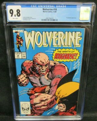 Wolverine 18 (1989) John Byrne Cover Roughouse Appearance Cgc 9.  8 A942
