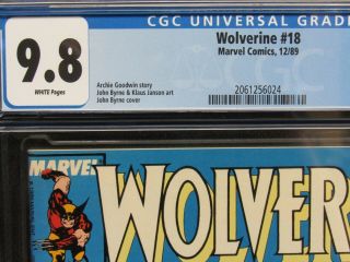 Wolverine 18 (1989) John Byrne Cover Roughouse Appearance CGC 9.  8 A942 3
