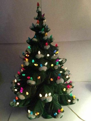 Atlantic Mold Vintage Ceramic 24 " Christmas Tree Lighted Holiday Decor Made Usa