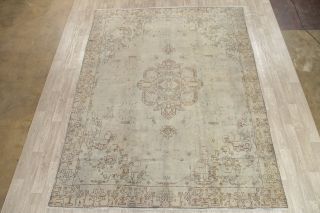 Distressed OLD Muted Oriental Area Rug Wool Hand - Knotted Wool Carpet 9 x 12 2