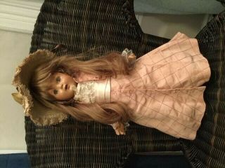 Vintage Old Antique Doll,  Pre - 1900s,  Includes Wig And Outfit