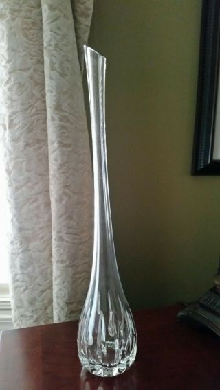 Vintage Baccarat Style Crystal Bud Vase Faceted Teardrop 16.  5 " Tall