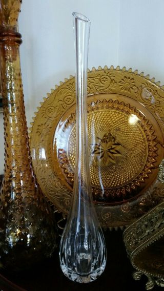 Vintage Baccarat Style Crystal Bud Vase Faceted Teardrop 16.  5 