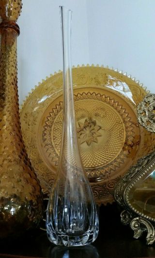Vintage Baccarat Style Crystal Bud Vase Faceted Teardrop 16.  5 