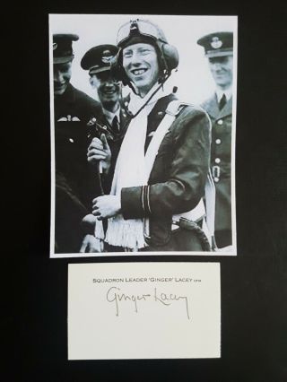 Wwii Raf Battle Of Britain Hurricane Fighter Ace Ginger Lacey Dfc Dfm Signed