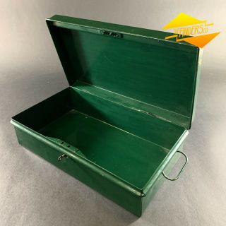 Vintage Industrial Green Metal Lock Strong Box,  Key Box Deed Storage Tool