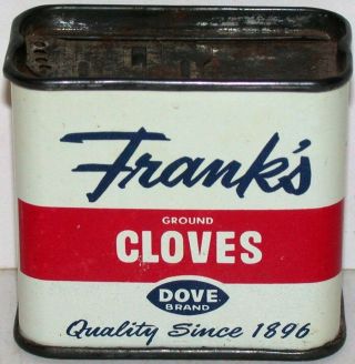 Vintage Spice Tin Franks Ground Cloves 1oz Frank Tea And Spice Cincinnati Ohio