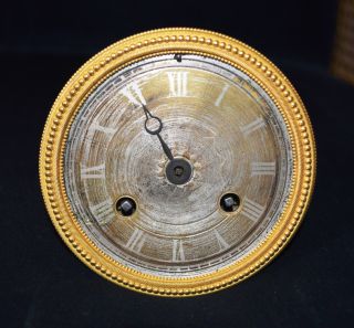 Antique French Twin Train Clock Movement With Silvered Dial Gilt Bezel