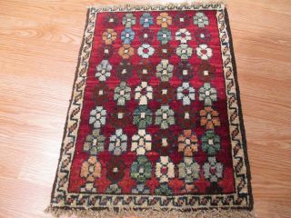 1x2 Tribal Geometric Natural Vegetable Dye Hand - Knotted Wool Rug 580979