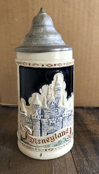 Vintage 1956 Disneyland Antique German Beer Stein With Pewter Lid