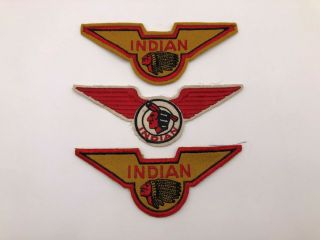 3 Vintage " Indian " Motorcycle Dealer Advertising Jacket Patch Old Biker M/c Club