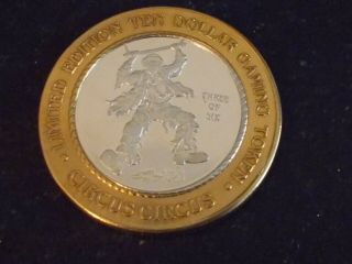 CIRCUS CIRCUS CASINO LIMITED EDITION.  999 Fine Silver Strike $10 Gaming Token 2