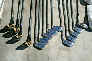Vintage Northwestern Thunderbird Set Of 14 Golf Clubs With Woods Irons And Bag