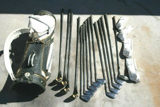 Vintage Northwestern Thunderbird set of 14 Golf clubs with woods irons and Bag 2