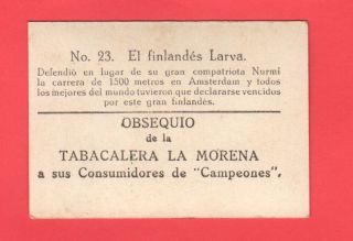 vintage 1928 Tobacco la Morena card athletics Harri Larva Finland 2