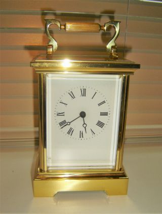 Vintage Heavy Solid Brass German Quartz Carriage Clock
