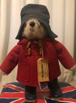 Vtg 1970’s Mohair Paddington Bear W/ Navy Hat & Red Coat - 19” 957892w/ Club Info