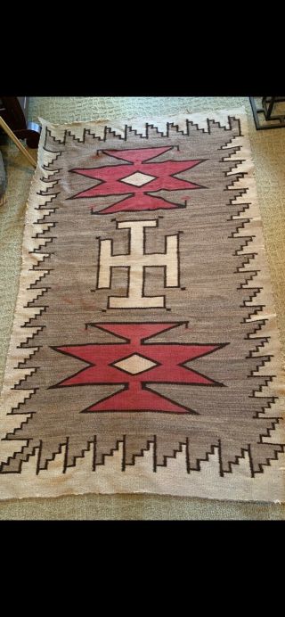 Old Handmade Navajo Rug Classic Design Very Rare
