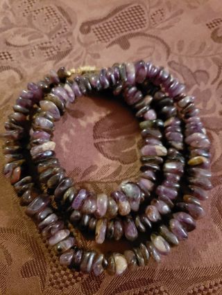 Vintage Gemstone Beaded Necklace Amethyst Rough Cut Purple