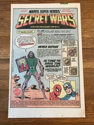 Vtg.  1984 Mattel Secret Wars Marvel Action Figure Comic Book Print Ad