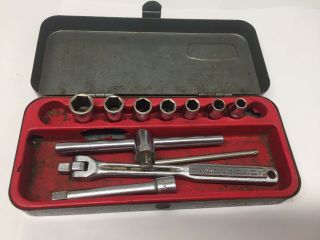 Craftsman 1/4 " Drive =v= Series Socket Set In Metal Tool Box