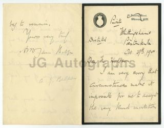 Arthur,  1st Earl Of Balfour - Uk Prime Minister - Signed Letter (als)
