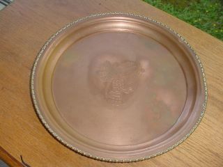 Vintage Copper Plate With Alaska Tlingit Indian Raven Engraved Design