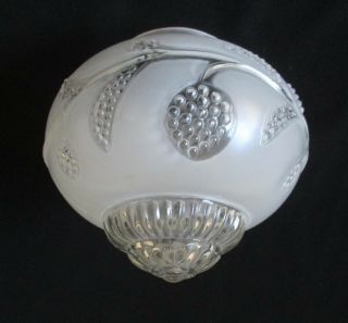 Small Vintage Frosted & Clear Pressed Glass Flush Mount Ceiling Shade Globe Lite