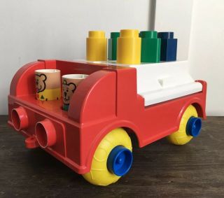 Vintage Plastic Fire Truck Shape Sorter Toy Peg Ncdi Made In Usa Boy Playset