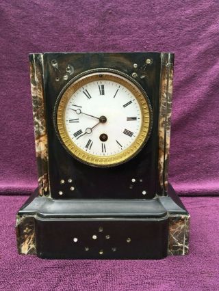 Vintage Antique Victorian French Slate Marble Mantel Clock C1890