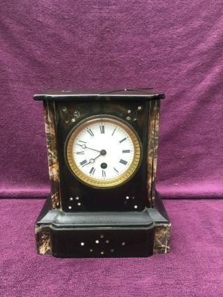 Vintage Antique Victorian French Slate Marble Mantel Clock c1890 2
